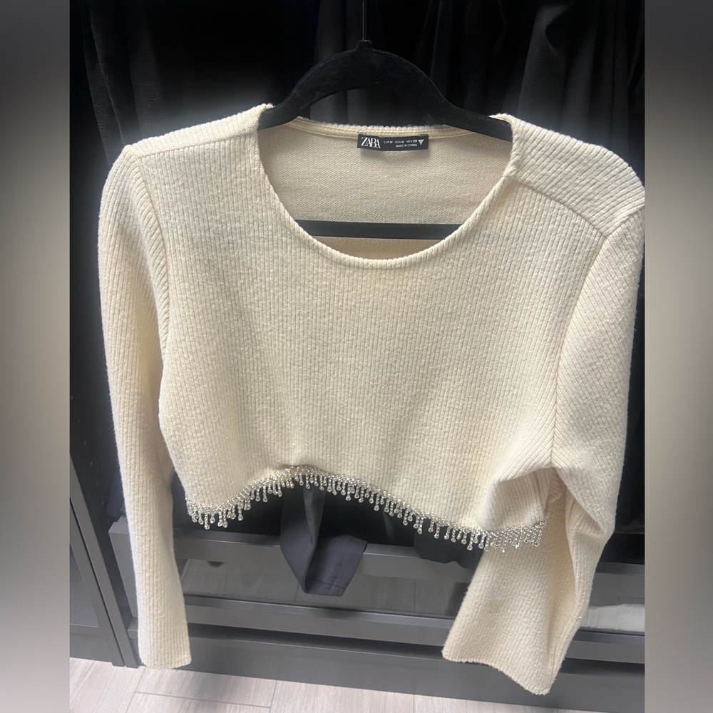 Zara sequin white top